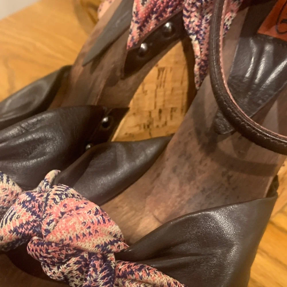 Missoni Pink and Brown Wedge Sandals